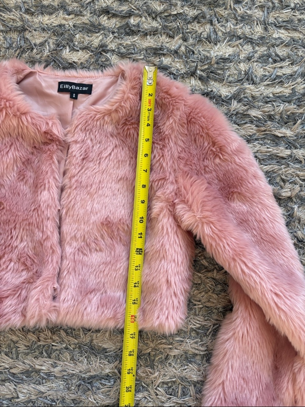 New! Eilly Bazar Cropped Rose Pink Faux Fur Teddy Jacket Size S - Picture 7 of 11